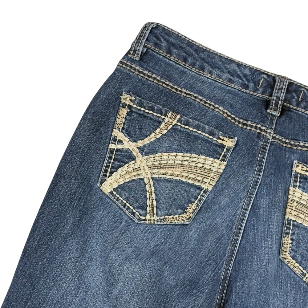 Nine West Vintage America Collection Bootcut Med Wash Gold Stitch Jeans SZ 29 - Picture 7 of 14